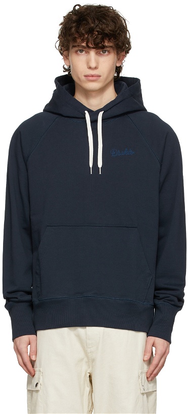 Photo: Drake's Navy French Terry Hoodie