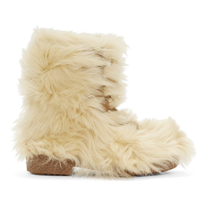 Photo: Saint Laurent Beige Furry Boots