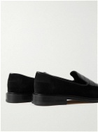 VINNY's - Suede and Croc-Effect Leather Loafers - Black