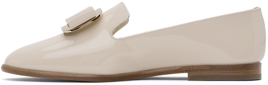 Ferragamo Off-White New Vara Plate Loafers