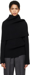 ALAINPAUL Black Covered Shoulders Turtleneck
