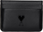 AMI Paris Black Leather Ami de Coeur Card Holder