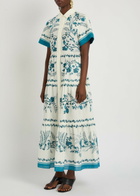 Erdem Floral-print Cotton and Linen-blend Midi Shirt Dress Blue
