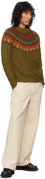 Moncler Grenoble Khaki Wool Sweater