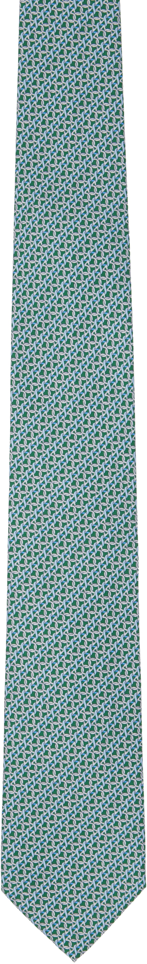 Ferragamo Green Gancini Print Silk Tie
