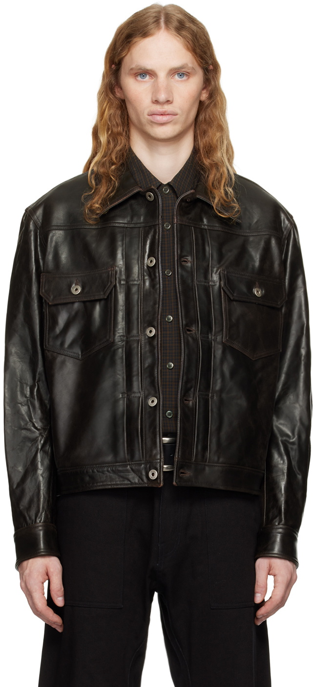 ジャケット・アウター COOR Goat Skin Pocket Trucker Jacket COOR Black Pilot Leather Jacket COOR
