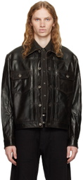 COOR Brown Pocket Trucker Leather Jacket