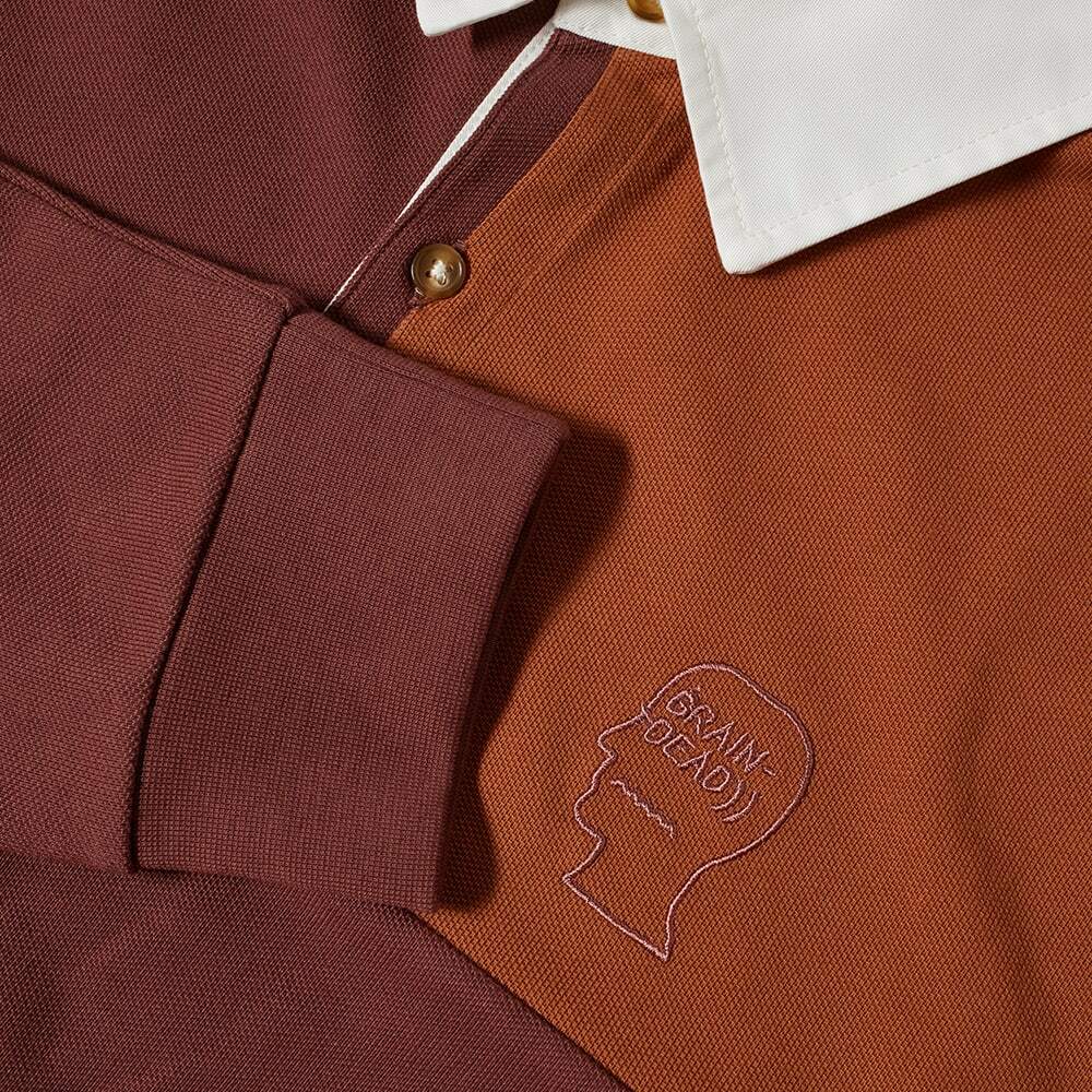 Brain Dead Men's Paneled Rugby Shirt in Maroon Brain Dead