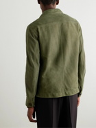 TOM FORD - Leather-Trimmed Suede Blouson Jacket - Green