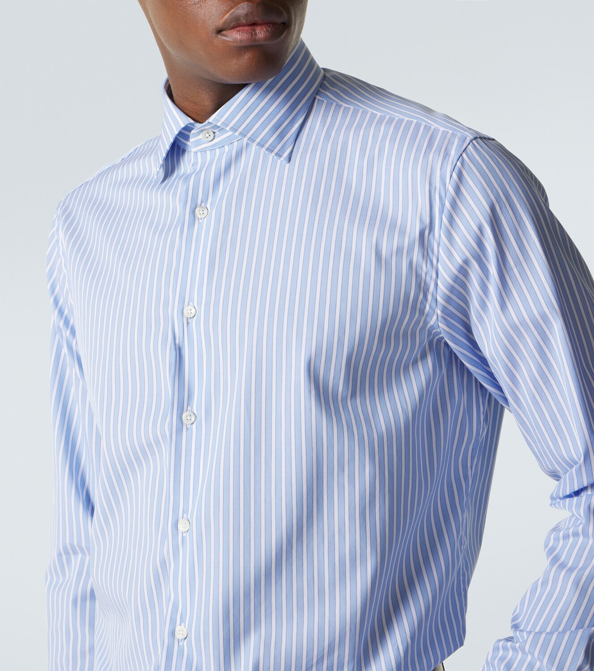 Canali Striped cotton poplin shirt