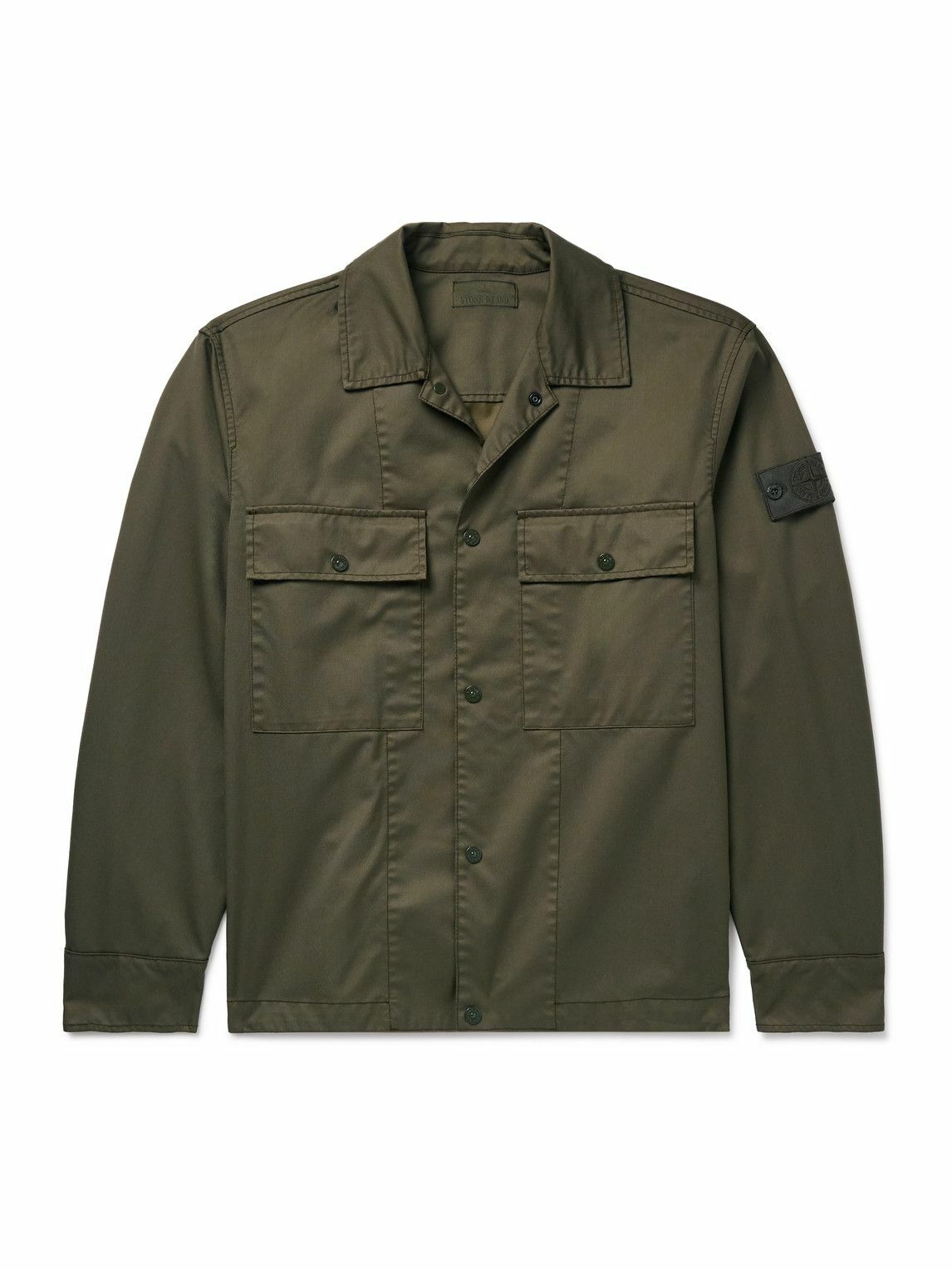 【着用1回】stone  ghost ウール オーバーシャツ Stone Island - Ghost Logo-Appliquéd Coated Virgin Wool-Twill Shirt