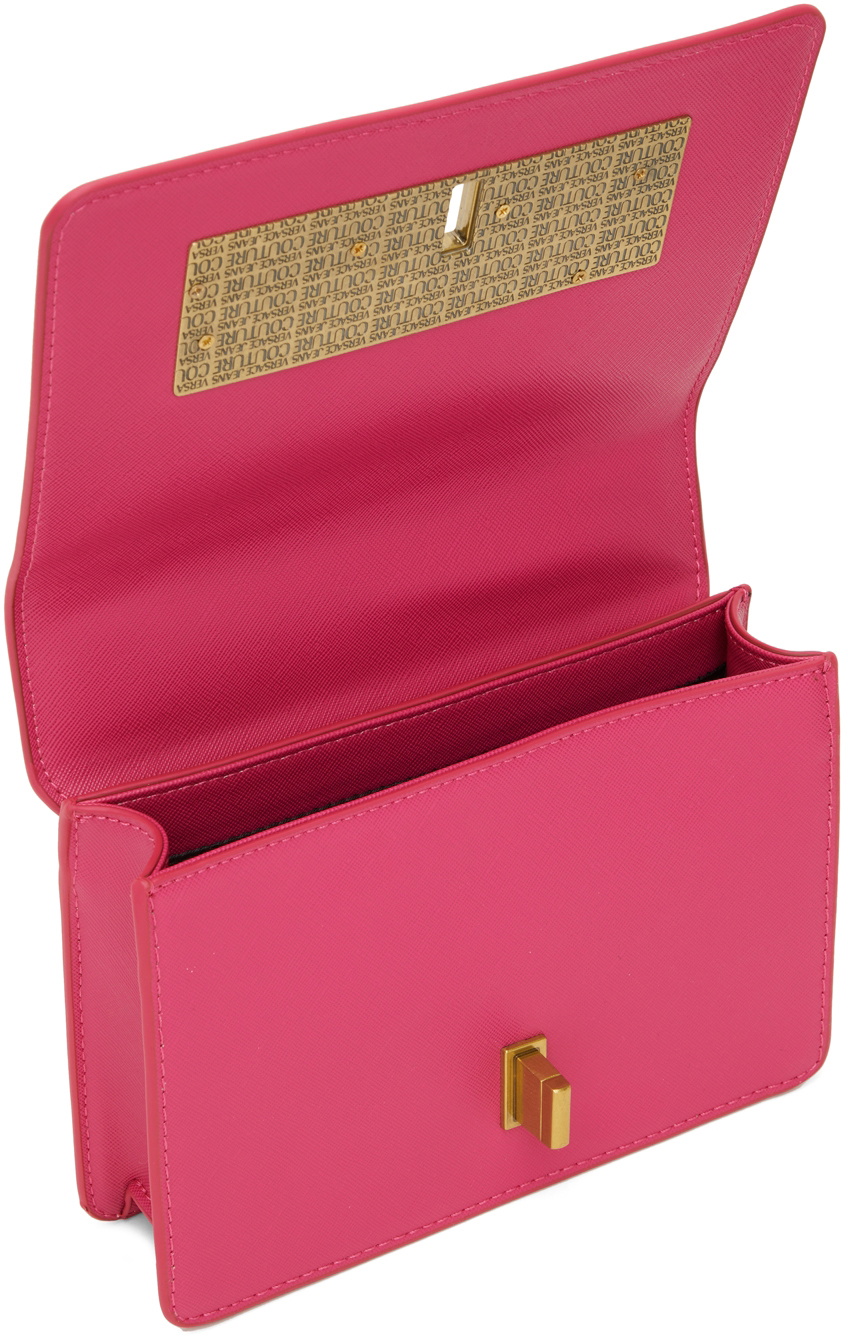 Versace Jeans Couture Pink Saffiano Logo Lock Bag Versace