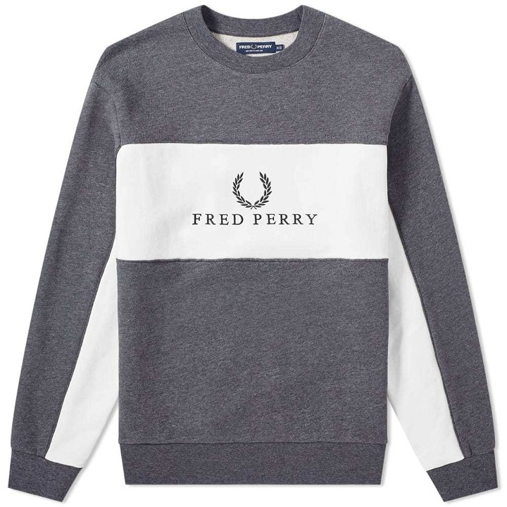 Photo: Fred Perry Panel Piped Sweat Charcoal Marl