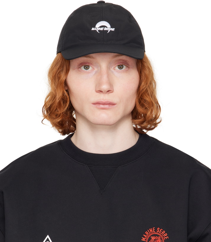 Photo: Marine Serre Black Recycled Nylon Baseball Cap