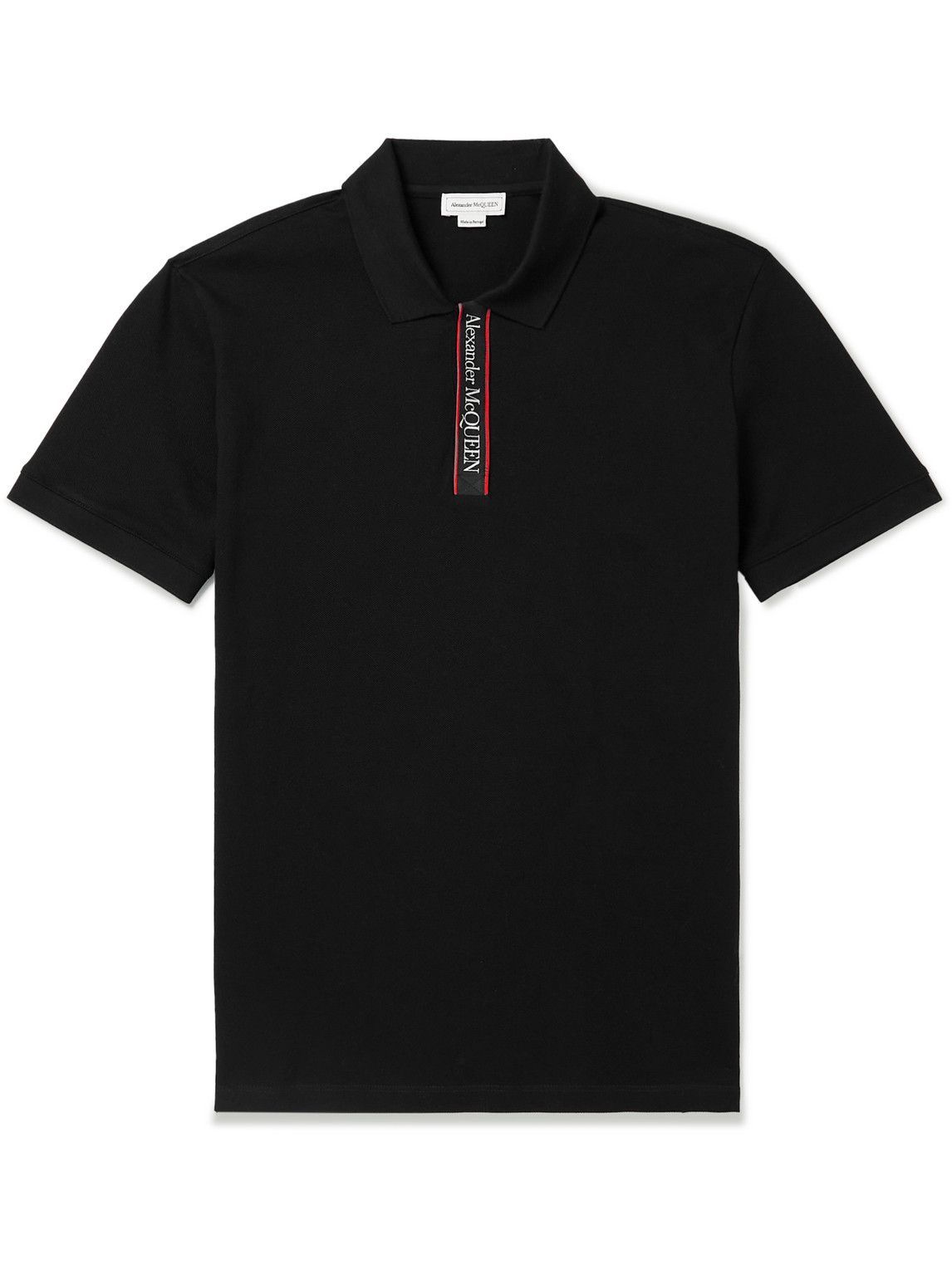 Alexander McQueen - Logo-Jacquard Webbing-Trimmed Cotton-Piqué Polo ...