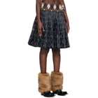 Chopova Lowena Black Crescent Pleated Knee Miniskirt