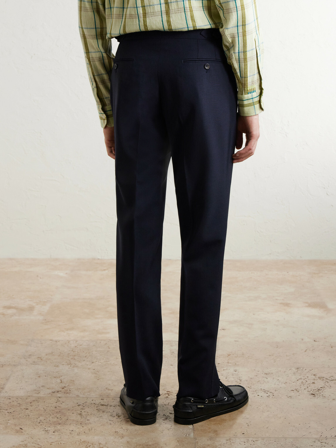 Drake's - Straight-Leg Pleated Virgin Wool Suit Trousers - Blue