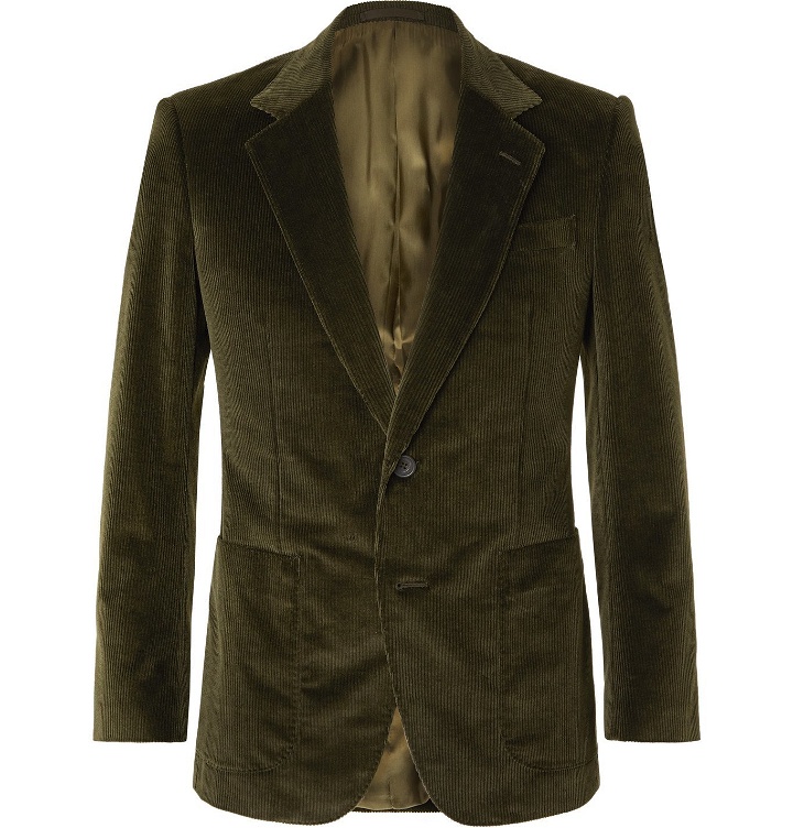 Photo: Kingsman - Slim-Fit Cotton-Blend Corduroy Suit Jacket - Green