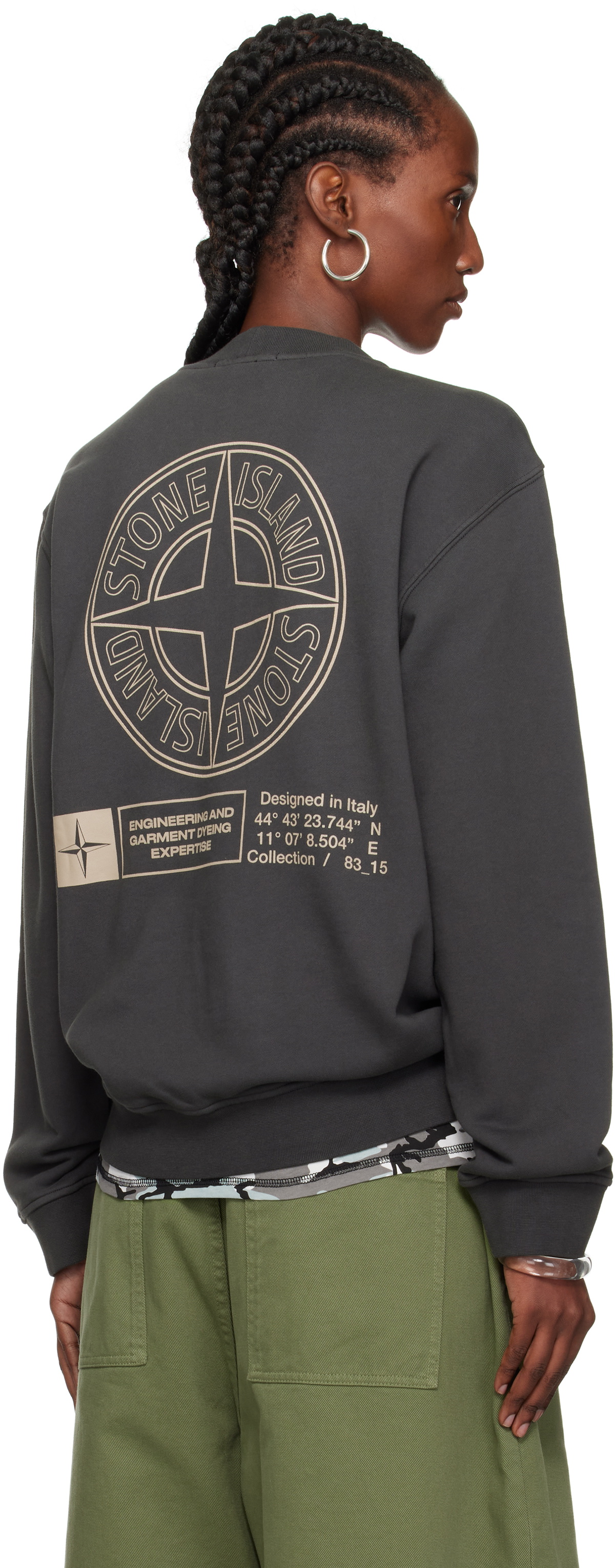 Stone Island Gray 6100018 Cotton Fleece Sweatshirt