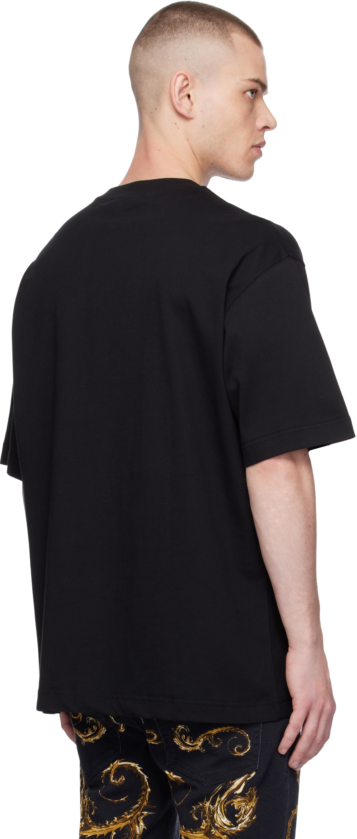 Versace Jeans Couture Black Gothic Logo Relaxed-Fit T-shirt