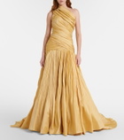 Marmar Halim Draped one-shoulder taffeta gown