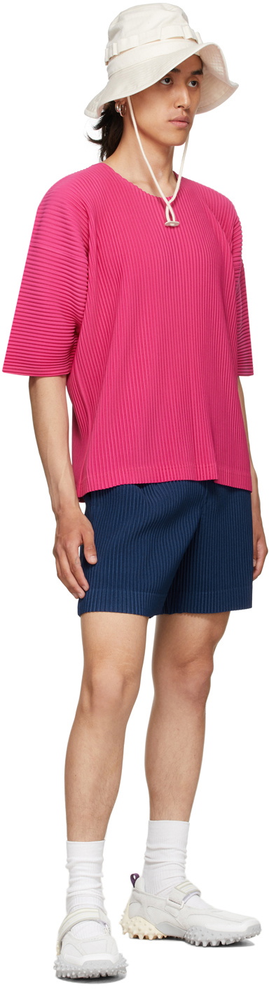 Homme Plissé Issey Miyake Navy Heather Pleats Shorts Homme Plisse