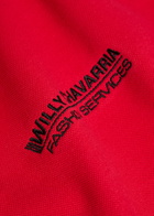 Willy Chavarria Football Logo-embroidered Piqué Cotton Polo Shirt Red