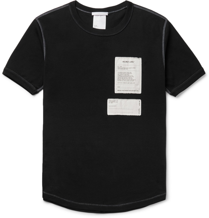 Photo: Helmut Lang - Slim-Fit Appliquéd Cotton-Jersey T-Shirt - Black