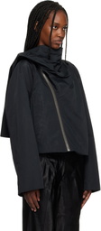 Rick Owens Black Temple Cropped Scarf Flight Jacket
