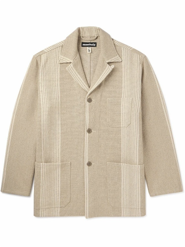 Photo: Monitaly - Convertible-Collar Striped Linen and Cotton-Blend Jacket - Neutrals