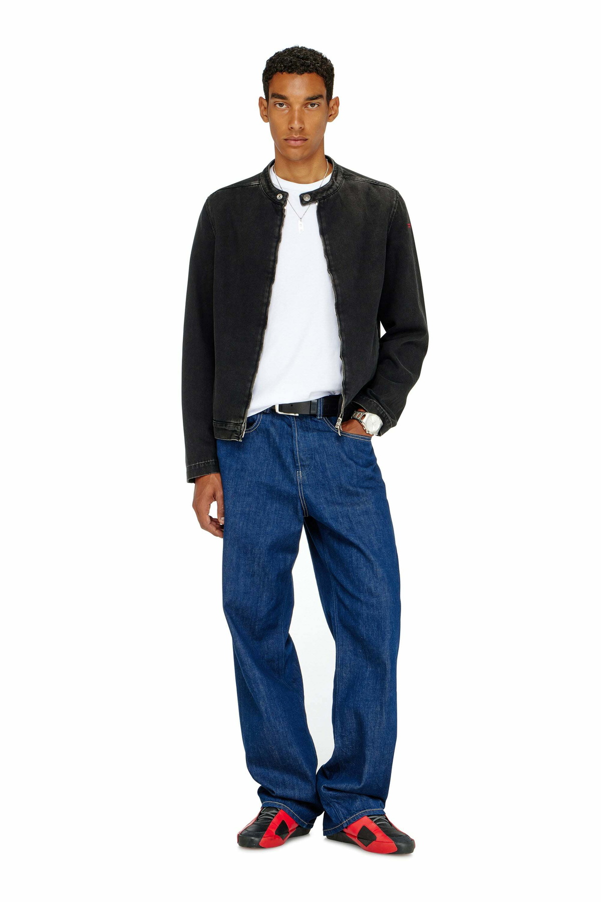 Diesel Moto jacket in clean-wash denim - Denim Jackets Mens in Black
