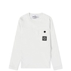 Stone Island Junior Men's Long Sleeve Patch Logo Pocket T Shirt in Ivory