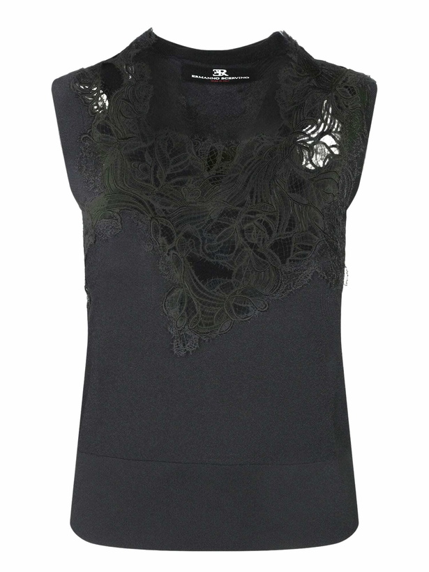 Photo: Ermanno Scervino Black Lace Viscose Tank Top