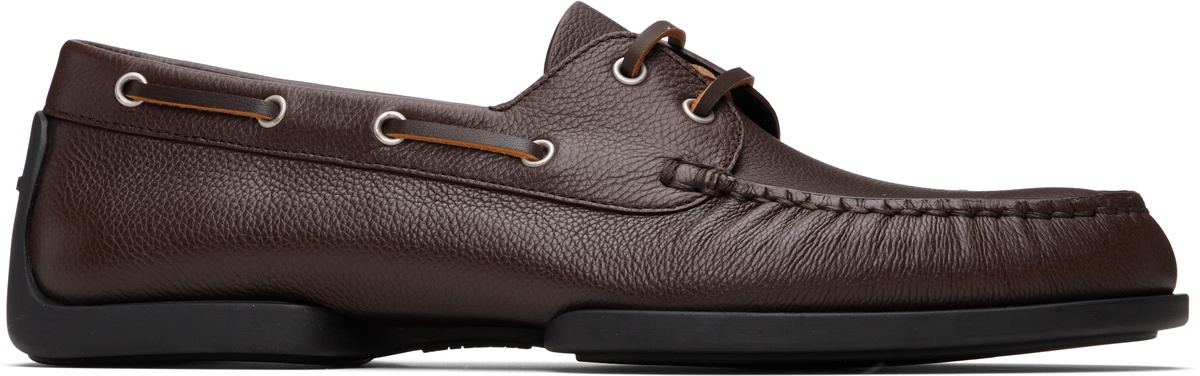 Jil Sander Brown Calfskin Boat Shoes