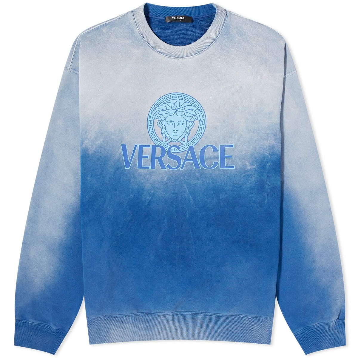Photo: Versace Men's Overdye Medusa Print Crew Sweat in Royal Blue