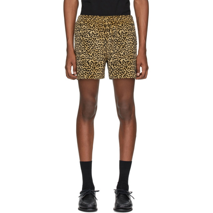Noah NYC Beige and Black Corduroy Leopard Shorts Noah NYC