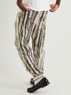 KAPITAL - Tapered Jacquard-Knit Cotton Drawstring Trousers - Brown