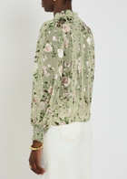 Alice + Olivia Arlette Floral-devoré Chiffon Blouse Light Green