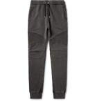 Balmain - Slim-Fit Panelled Loopback Cotton-Blend Jersey Sweatpants - Gray