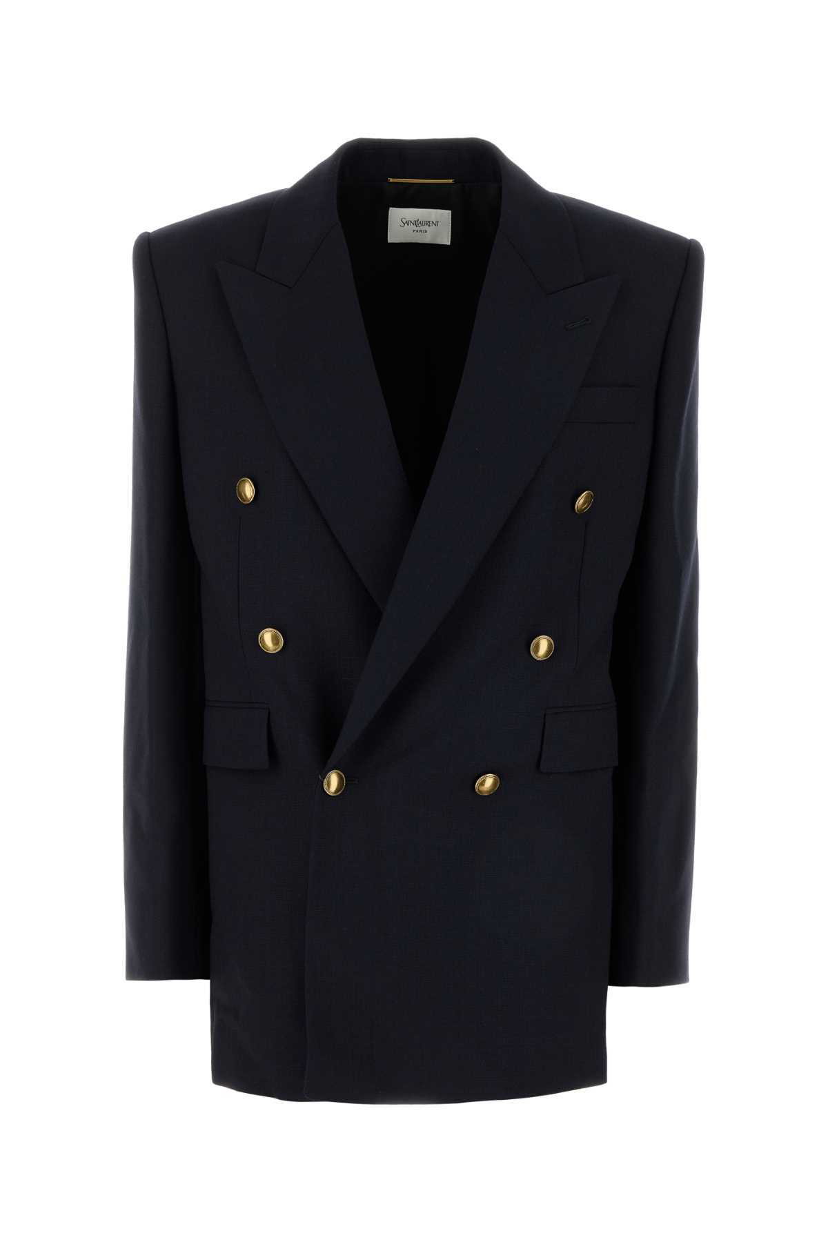 コート Saint Laurent Navy blue wool oversize coat Saint Laurent Rive Gauche Vintage Navy Blue Wool Cape Trench