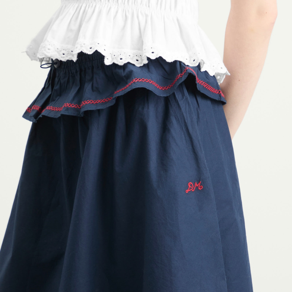 Damson Madder Women's Sigrid Midi Skirt in Navy
