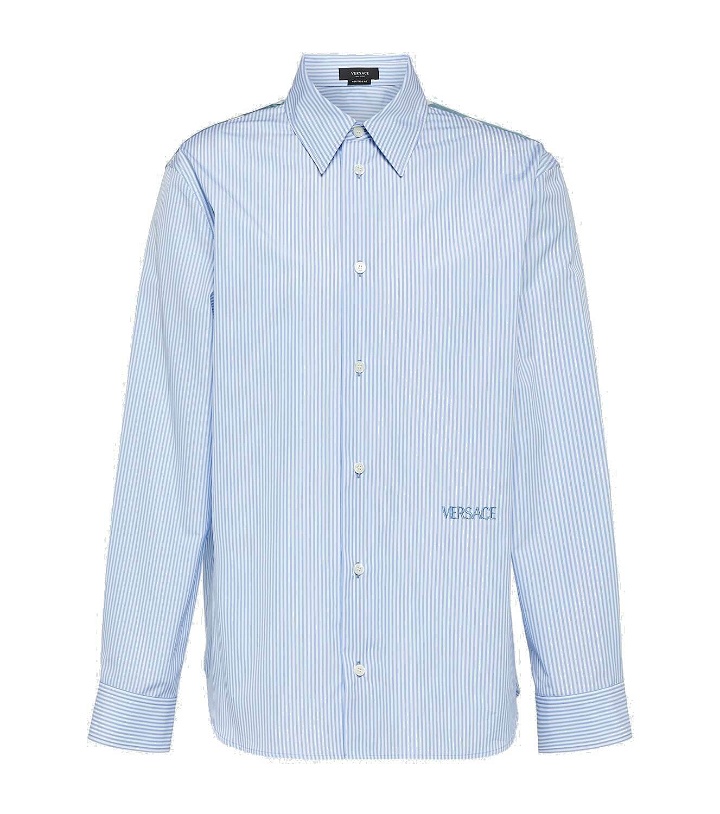 Photo: Versace Embroidered pinstriped cotton shirt