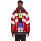 Moncler Grenoble Red and Off-White Down Golzern Jacket