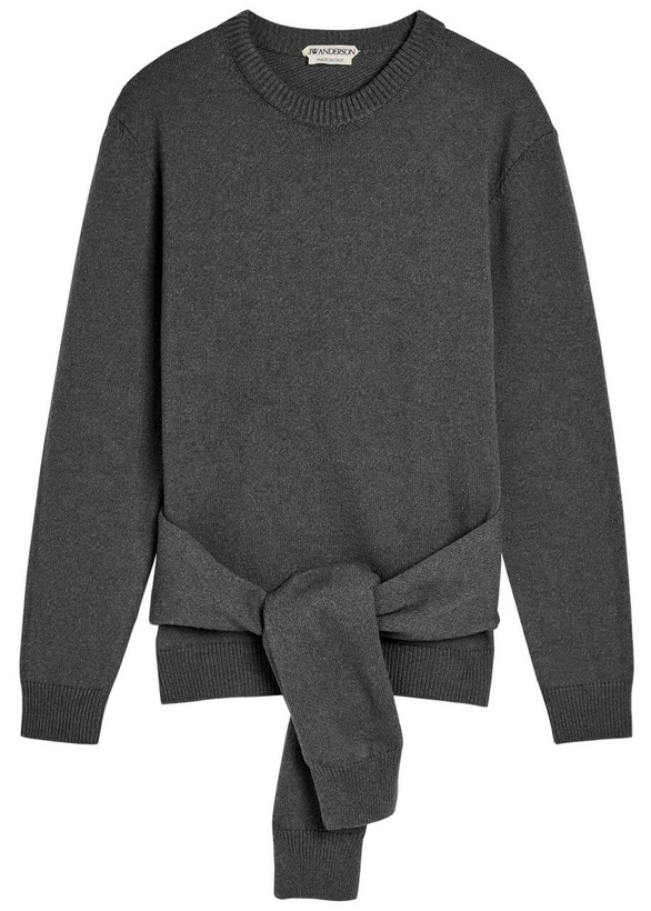 Photo: JW Anderson Waist Tie Wool-blend Jumper Grey