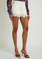 Rabanne Embroidered Denim Shorts Off White