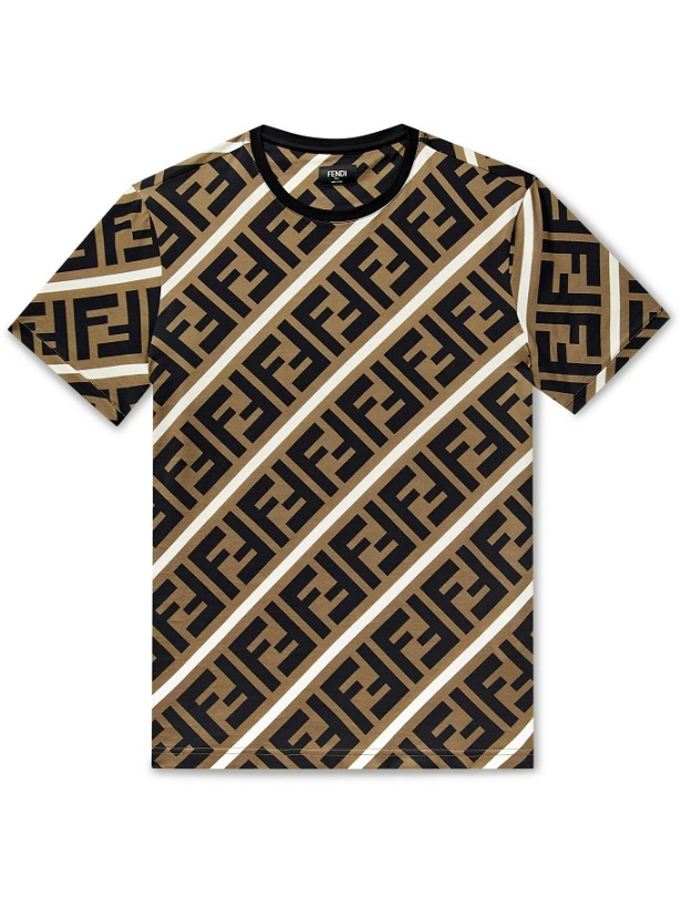 Photo: FENDI - Slim-Fit Logo-Print Cotton-Jersey T-Shirt - Brown - M