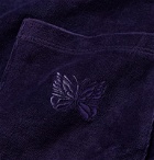 Needles - Logo-Embroidered Tie-Dyed Cotton-Blend Velour T-Shirt - Purple