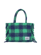 MC2 Saint Barth Check Fringe Handbag In Green/blue