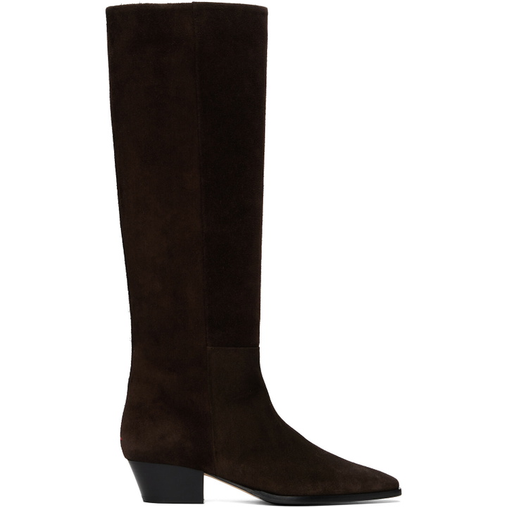 Photo: Aeyde Brown Medea Suede Knee-High Boots