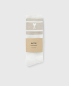 Ami Paris Adc Striped Socks White/Beige - Mens - Socks